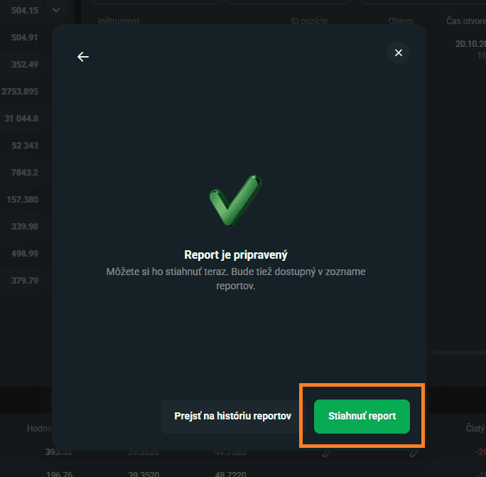 The Report is ready message with the Download report button